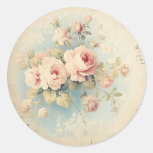Distressed Finesse, Pink Shabby Chic Classic Round Sticker
