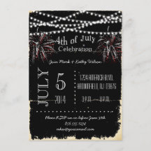 Distressed Fireworks 4th of July Party Invitation