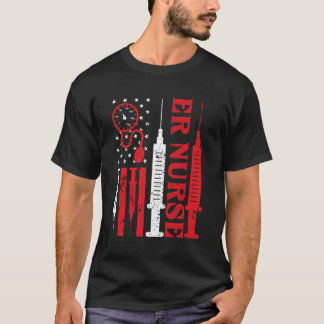 Distressed Flag For Emergency Room Er Nurses T-Shirt