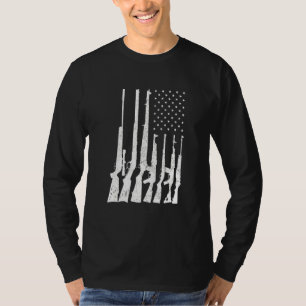 Distressed Flag Gun I Rifle Guns Distressed Used L T-Shirt