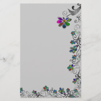 Distressed Floral Border Stationery