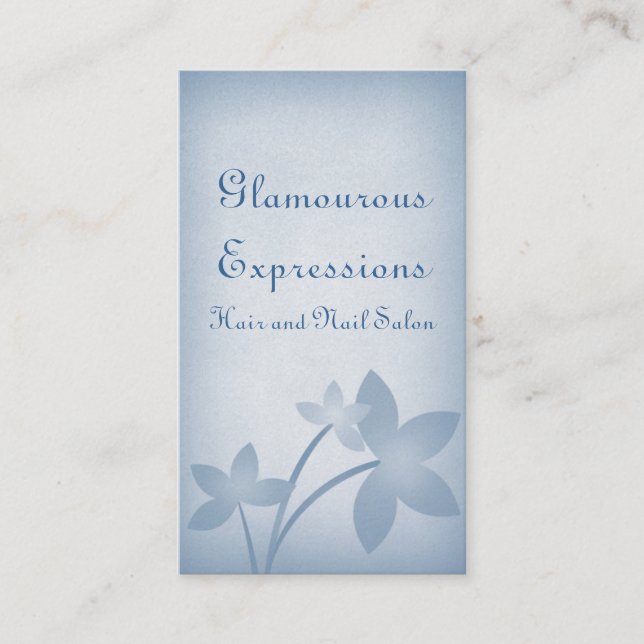 Distressed Floral Business Card, Light Blue Business Card (Front)