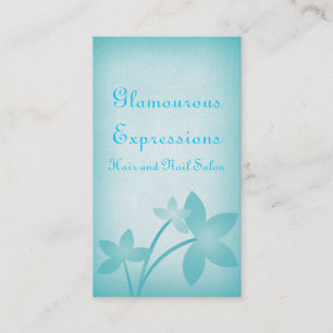 Distressed Floral Business Card, Turquoise Card