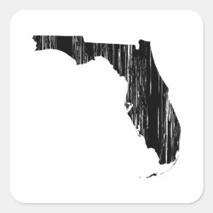 Distressed Florida State Outline Square Sticker
