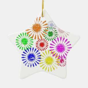 Distressed Flower Burst Ceramic Ornament