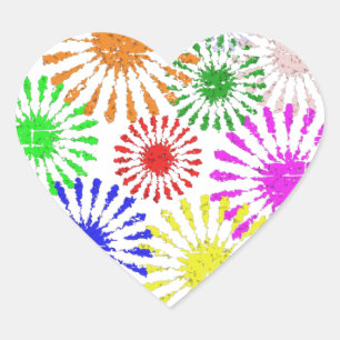 Distressed Flower Burst Heart Sticker