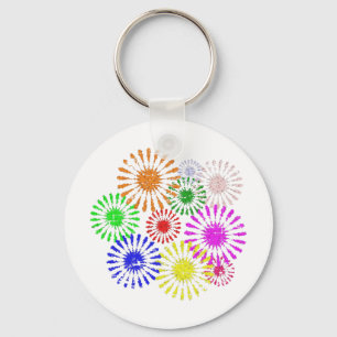Distressed Flower Burst Key Ring
