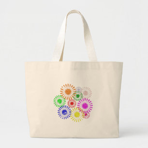 Distressed Flower Burst Large Tote Bag
