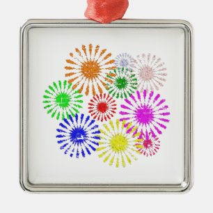Distressed Flower Burst Metal Ornament