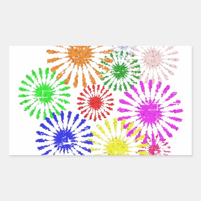 Distressed Flower Burst Rectangular Sticker (Front)