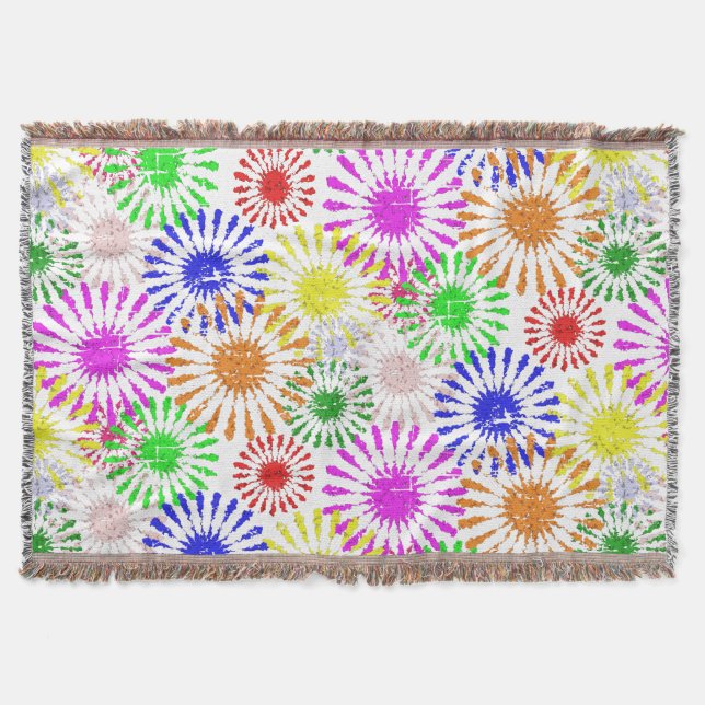Distressed Flower Burst Throw Blanket (Front)