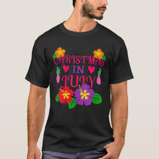Distressed Flowers And Pineapples Christmas In Jul T-Shirt