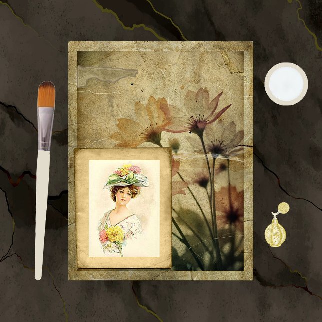 Distressed Flowers Scrapbook Paper (Creator Uploaded)