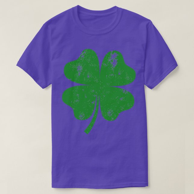 Distressed Four Leaf Clover Shamrock St Patricks D T-Shirt (Design Front)