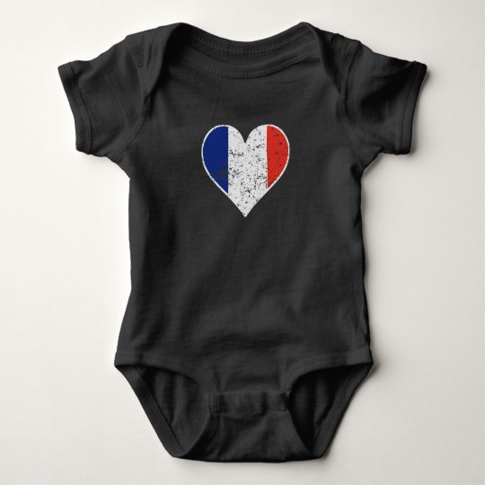 Distressed French Flag Heart Baby Bodysuit