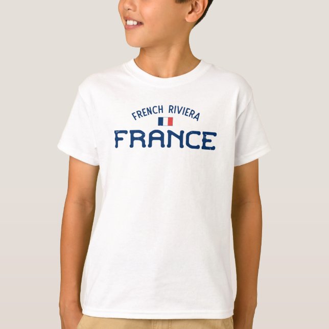 Distressed French Riviera France Boys' T-Shirt (Front)