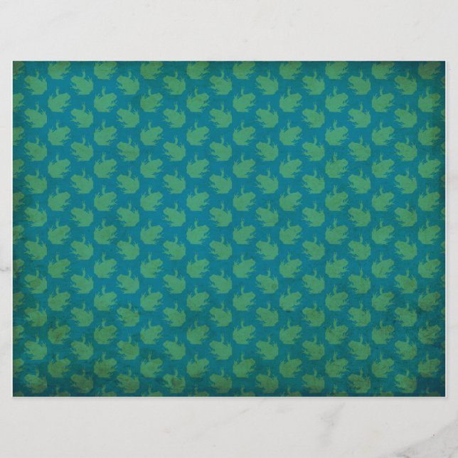 Distressed Frog Patterned Scrapbook Paper (Front)