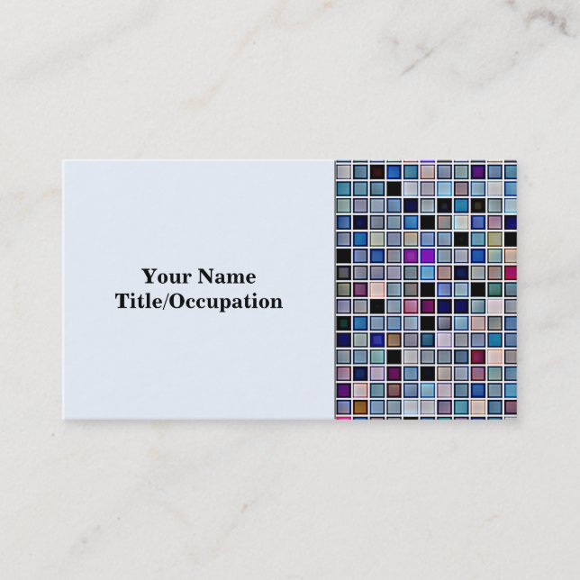 Distressed Funky Blue 'Bathroom Tiles' Pattern Business Card (Front)