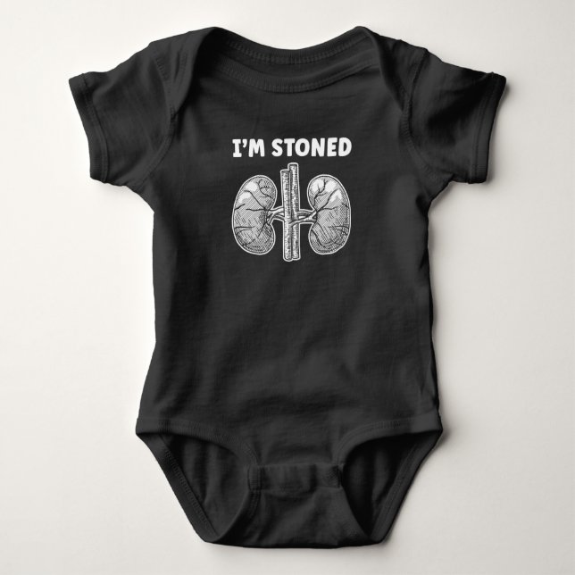 Distressed Funny Kidney Stone Surgery Baby Bodysuit (Front)