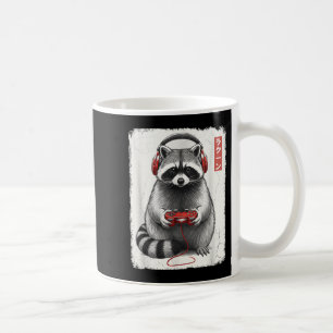 Distressed Gamer Japanese Art Funny Racoon Video Coffee Mug