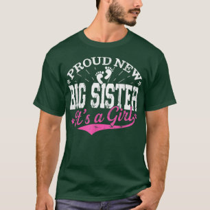 Distressed Gender Reveal Proud New Big Sister It's T-Shirt