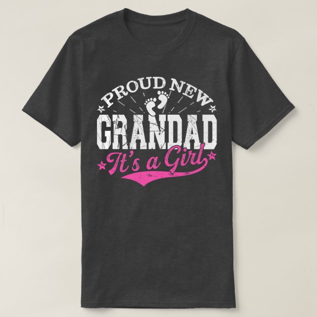 Distressed Gender Reveal Proud New Grandad It's A  T-Shirt (Design Front)