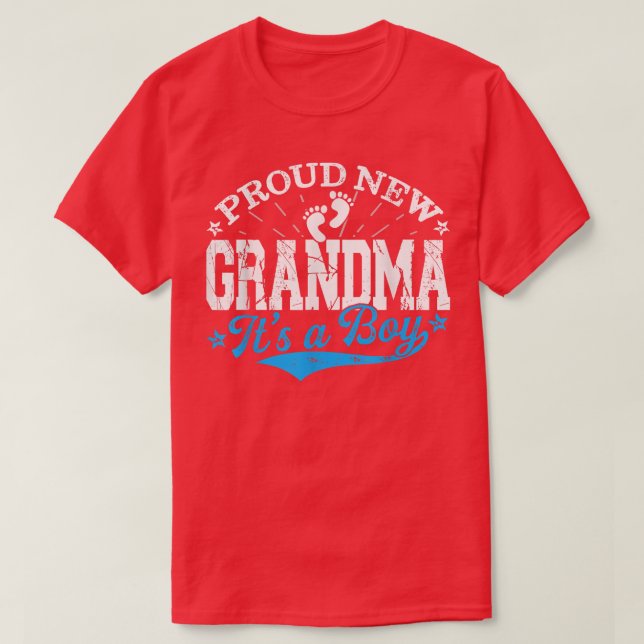 Distressed Gender Reveal Proud New Grandma It's A  T-Shirt (Design Front)