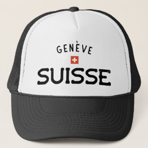 Distressed Geneve Suisse (Geneva Switzerland) Trucker Hat