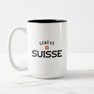 Distressed Geneve Suisse (Geneva Switzerland) Two-Tone Coffee Mug