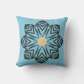 Distressed Geometric Floral Medallion Cushion