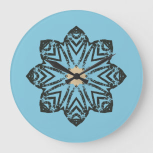 Distressed Geometric Floral Medallion Large Clock