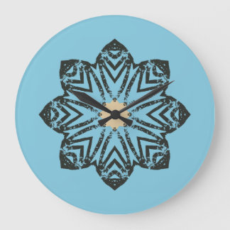 Distressed Geometric Floral Medallion Large Clock