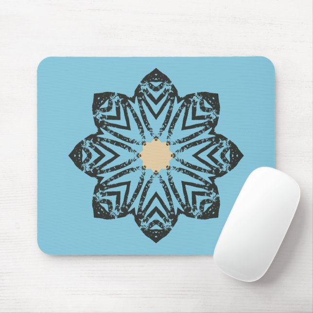 Distressed Geometric Floral Medallion Mouse Pad (With Mouse)