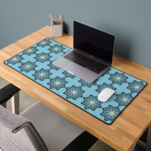 Distressed Geometric Floral Medallion Pattern Desk Mat