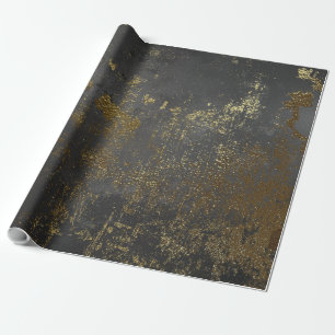 Distressed Gold and Black-16 Wrapping Paper