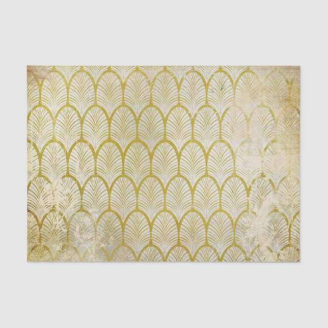 Distressed Gold Geometric Art Deco Tissue Paper (Front)