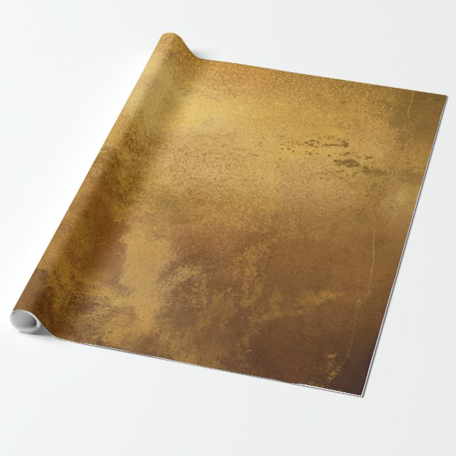 Distressed Gold Metallic Texture 5 Wrapping Paper (Unrolled)