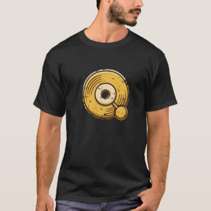 Distressed Gold Vinyl Record Music Q Logo Search T-Shirt