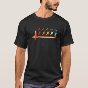 Distressed Golf Lover Retro Vintage Heartbeat Spor T-Shirt