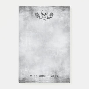Distressed Gothic Skull and Roses Post-it Notes