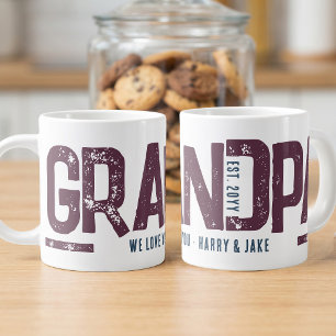 Distressed Grandpa Love You Est Year Plum Blue Large Coffee Mug