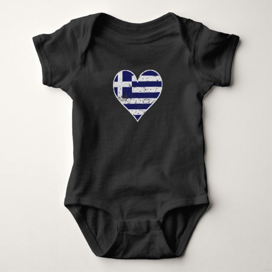 Distressed Greek Flag Heart Baby Bodysuit