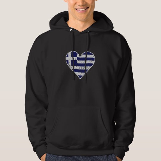 Distressed Greek Flag Heart Hoodie
