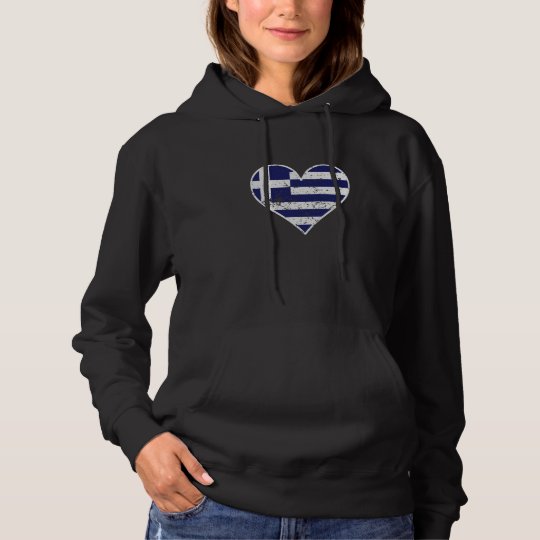 Distressed Greek Flag Heart Hoodie