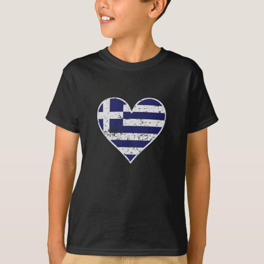 Distressed Greek Flag Heart T-Shirt