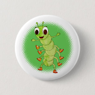 Distressed Green Caterpillar 6 Cm Round Badge