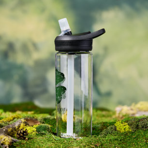 Distressed green lucky clover custom water bottle