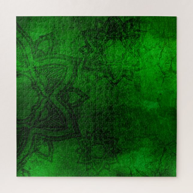 Distressed Green Mandala Pattern Jigsaw Puzzle (Vertical)