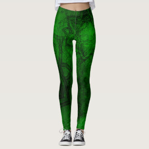 Distressed Green Mandala Pattern Leggings