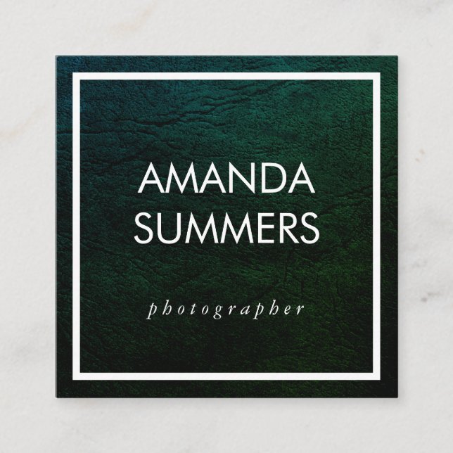 Distressed Green Square Business Card (Front)